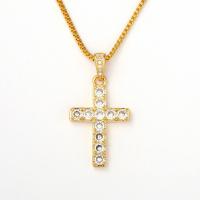 Cubic Zircon Micro Pave Brass Necklace, Cross, plated, micro pave cubic zirconia & for woman Approx 21.65 Inch 