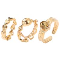 Zinc Alloy Ring Set, with Plastic Pearl, plated, three pieces & fashion jewelry & for woman & with rhinestone 