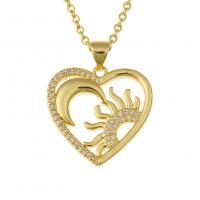 Cubic Zircon Micro Pave Brass Necklace, Heart, gold color plated, micro pave cubic zirconia & for woman Approx 19.68 Inch 