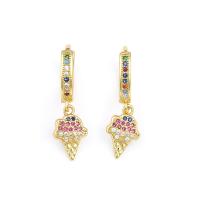 Cubic Zirconia Micro Pave Brass Earring, Ice Cream, gold color plated, micro pave cubic zirconia & for woman 