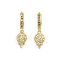Cubic Zirconia Micro Pave Brass Earring, Lollipop, gold color plated, micro pave cubic zirconia & for woman 