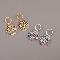 Cubic Zirconia Micro Pave Brass Earring, plated, micro pave cubic zirconia & for woman & hollow 