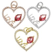Cubic Zirconia Micro Pave Brass Pendant, Heart, fashion jewelry & micro pave cubic zirconia & for woman Approx 3.5mm 