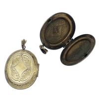Brass Locket Pendant, Ellipse, plated, nickel, lead & cadmium free 