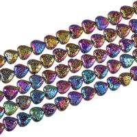 Multicolor Lava Perlen, Herz, bunte versilbert, keine, 10mm, verkauft von Strang