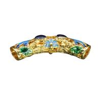 Zinc Alloy Curved Tube Beads, with Cloisonne, enamel, golden 