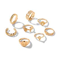 Zinc Alloy Ring Set, with Plastic Pearl, plated, 8 pieces & for woman 2cm,1.9cm 