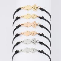 Stainless Steel Charm Bracelet, Nylon Cord, with Stainless Steel, gold color plated, Adjustable Approx 18 cm 