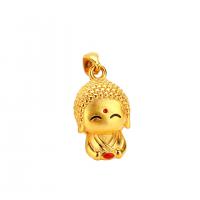 Brass Jewelry Pendants, Buddha, gold color plated, enamel 