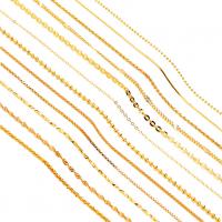 Cadena de collar de cable enlazado de latón, metal, chapado en color dorado, unisexo & diferentes estilos para la opción, longitud:aproximado 17.71 Inch, Vendido por Sarta