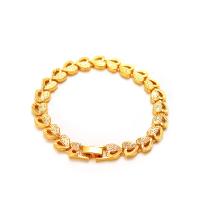 Brass Bracelets, Heart, gold color plated, for woman, 8.5mm Approx 7.48 Inch 