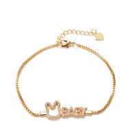 Cubic Zirconia Micro Pave Brass Bracelet, with 1.18 inch extender chain, gold color plated, micro pave cubic zirconia & for woman, 11mm Approx 7.09 Inch 