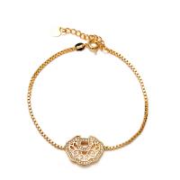 Cubic Zirconia Micro Pave Brass Bracelet, with 1.57 inch extender chain, gold color plated, micro pave cubic zirconia & for woman, 14mm Approx 6.7 Inch 