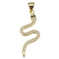 Cubic Zirconia Micro Pave Brass Pendant, Snake, fashion jewelry & micro pave cubic zirconia & for woman, gold Approx 4mm 