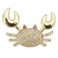 Cubic Zirconia Micro Pave Brass Pendant, Crab, fashion jewelry & micro pave cubic zirconia & for woman, gold Approx 1.5mm 