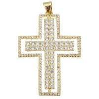 Cubic Zirconia Micro Pave Brass Pendant, Cross, fashion jewelry & micro pave cubic zirconia & for woman, gold Approx 2.5mm 