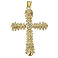 Cubic Zirconia Micro Pave Brass Pendant, Cross, fashion jewelry & micro pave cubic zirconia & for woman, gold Approx 3.5mm 