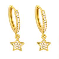 Huggie Hoop Drop Earring, Латунь, 18K платиновая покрытие & с кубическим цирконием, Золотой 0c продается Пара