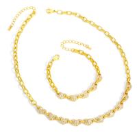 Cubic Zircon Micro Pave Brass Necklace, 18K platinum plated & with cubic zirconia, golden cm 