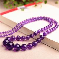 Quartz Necklace, Amethyst, graduated beads, purple, 6-18mm 