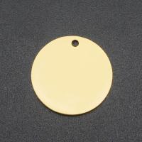 Stainless Steel Pendants, Round, gold color plated, Approx 