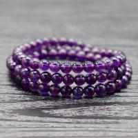 Quartz Bracelets, Amethyst, Round, polished, purple Approx 38 