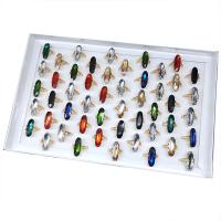 Glass Zinc Alloy Finger Ring, with Glass, multi-colored - 