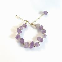 Quartz Bracelets, Freshwater Pearl, with Amethyst, handmade, fashion jewelry, purple, 205mm 