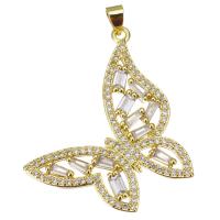 Cubic Zirconia Micro Pave Brass Pendant, Butterfly, fashion jewelry & micro pave cubic zirconia & for woman, gold Approx 3.5mm 