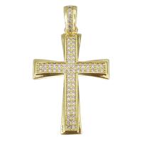 Cubic Zirconia Micro Pave Brass Pendant, Cross, fashion jewelry & micro pave cubic zirconia & for woman, gold Approx 3mm 