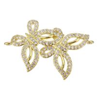 Cubic Zirconia Micro Pave Brass Connector, fashion jewelry & micro pave cubic zirconia & for woman, gold Approx 1.5mm 