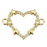 Cubic Zirconia Micro Pave Brass Connector, Heart, fashion jewelry & micro pave cubic zirconia & for woman, gold Approx 1.5mm 