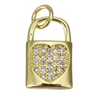 Cubic Zirconia Micro Pave Brass Pendant, Lock, fashion jewelry & micro pave cubic zirconia & for woman, gold Approx 3.5mm 