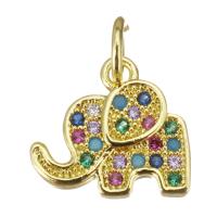 Cubic Zirconia Micro Pave Brass Pendant, Elephant, fashion jewelry & micro pave cubic zirconia & for woman, gold Approx 3.5mm [