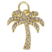 Cubic Zirconia Micro Pave Brass Pendant, Palm Tree, fashion jewelry & micro pave cubic zirconia & for woman, gold Approx 3.5mm 