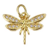 Cubic Zirconia Micro Pave Brass Pendant, Dragonfly, fashion jewelry & micro pave cubic zirconia & for woman, gold Approx 3.5mm [