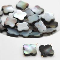 Black Shell Beads, Four Leaf Clover black 