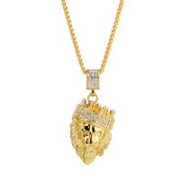 Rhinestone Zinc Alloy Necklace, Lion, plated, for man & with rhinestone Approx 51-80 cm 