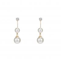 Perlas plásticas Pendientes con Colgantes, Joyería & para mujer, dorado, 53x7mm, Vendido por Par