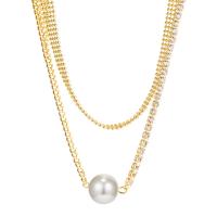 Rhinestone Zinc Alloy Necklace, fashion jewelry & for woman 340mm 