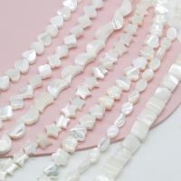 Perles en coquille naturel, Nacre perles, gravé, fait à la main & DIY, blanc Vendu par brin
