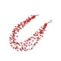 Natural Coral Necklace, handmade, red, 4mm cm 