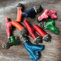Natural Coral Pendants, with Rhinestone Clay Pave, with rhinestone 