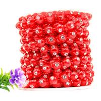Mode Perlen Strang, ABS-Kunststoff-Perlen, mit Strass, keine, 10mm, 9m/Spule, verkauft von Spule