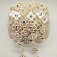 Mode Perlen Strang, ABS-Kunststoff-Perlen, plattiert, beige, 20x20mm, 9m/Spule, verkauft von Spule
