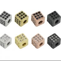 Perles zircon Micro Pave cubes, laiton, Placage, pavé de micro zircon, plus de couleurs à choisir, 6mm, Vendu par PC