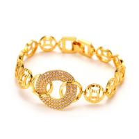 Cubic Zirconia Micro Pave Brass Bracelet, gold color plated, micro pave cubic zirconia & for woman, 24mm Approx 7.08 Inch 