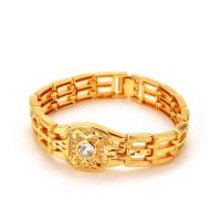 Rhinestone Brass Bracelets, gold color plated, for man & with rhinestone, 18mm Approx 7.08 Inch 
