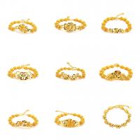 Латунные Браслеты, Латунь, плакирован золотом, разные стили для выбора & Женский, длина:Приблизительно 8.66 дюймовый, продается Strand