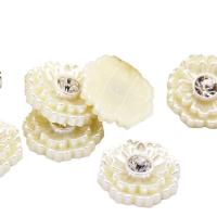 ABS Plastic Pearl Cabochon, with rhinestone, beige, 27mm 